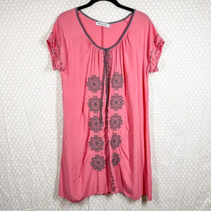 Misslook Pink Grey Embroidered Dress